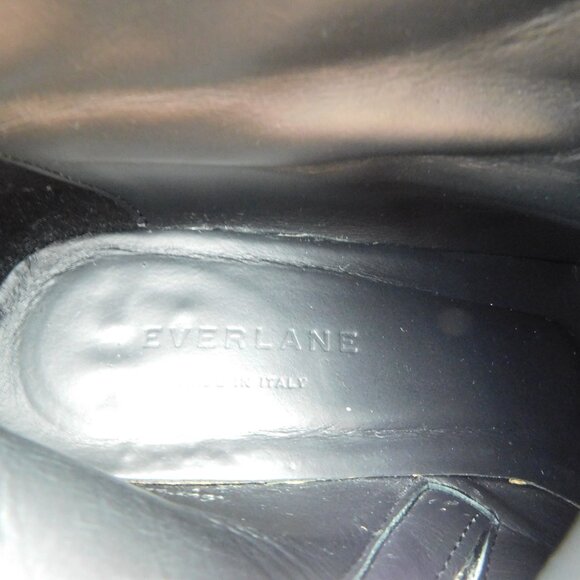 EVERLANE Black Leather Block Heel Chelsea Side Zip Ankle Boots 8 - Picture 9 of 10